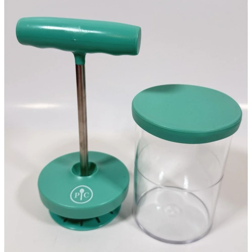 Pampered Chef Whipped Cream Maker Milk Frother Teal Green Manual Pump 2610